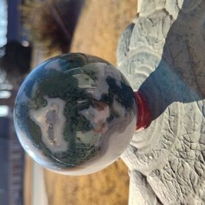 Elegant Green and White Moss Agate  Sphere